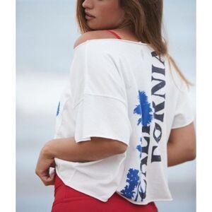 Free People fp Movement California Smokin' Hot Cropped Tee Pocket White Small